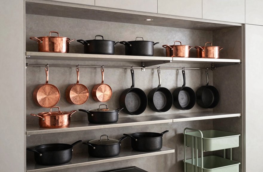 open shelving for cookware display
