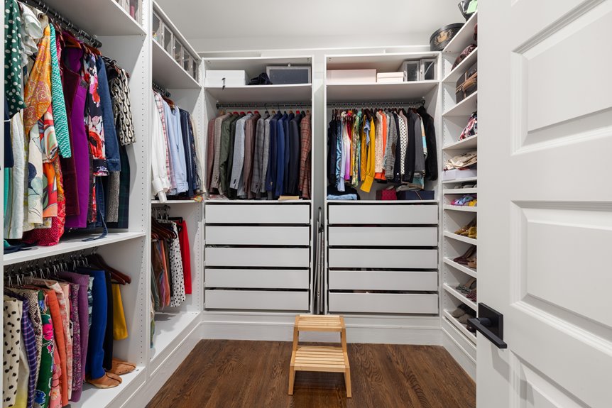 organize walk in closet stepwise