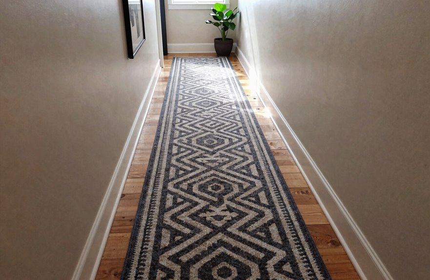 patterned runner grounds long halls cohesively