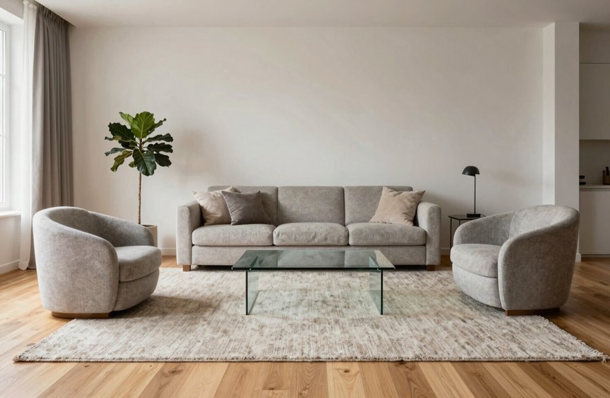 7 Design Tricks to Make Your Small Living Space Look Bigger 4 scale up rug for cohesive space