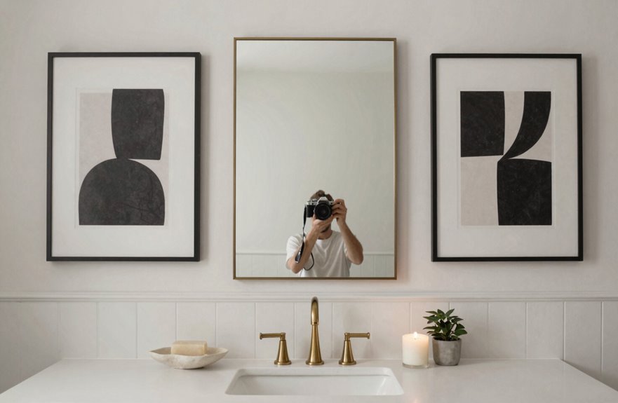 symmetrical vanity mirror styling details