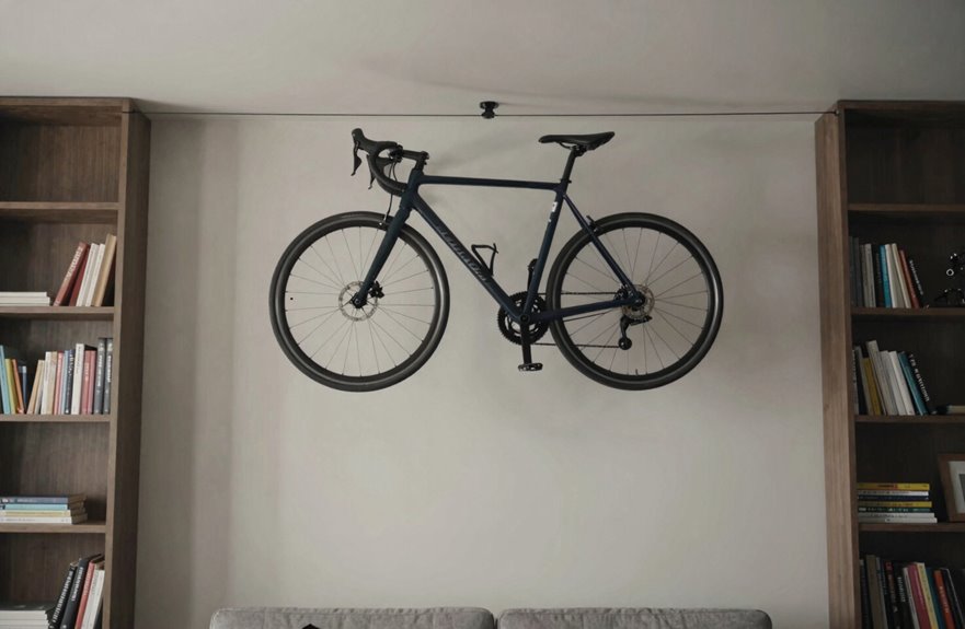 How to Store a Bike in a Small Apartment Without Taking Over Your Space 5 tension rods support bikes weight limited