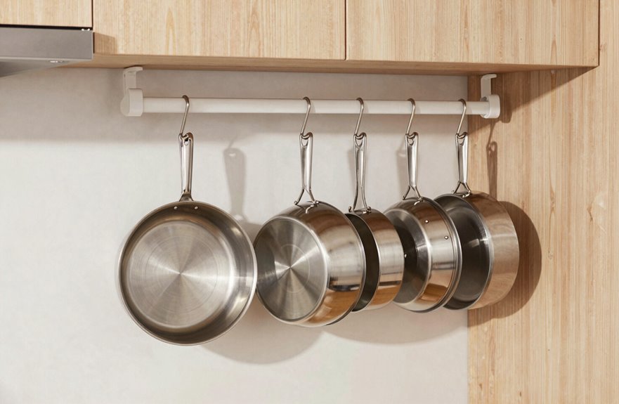 wall mounted pot and pan storage