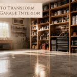 A transformed garage interior with organized tools and decor.